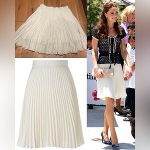 Whistles 'Lina' Dobby Pleated Skirt in Ivory-ASO Kate Middleton-UK12/US8